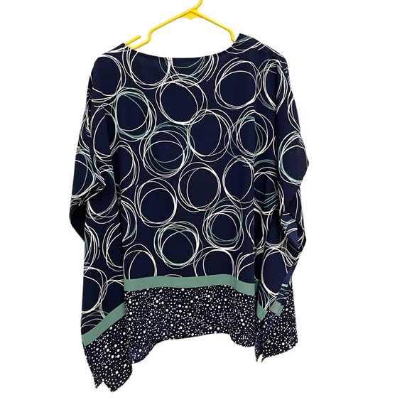 Chicos Patterned Boxy Fit Oversized Blouse Navy Blue Arm Holes Womens S/M - Picture 8 of 8
